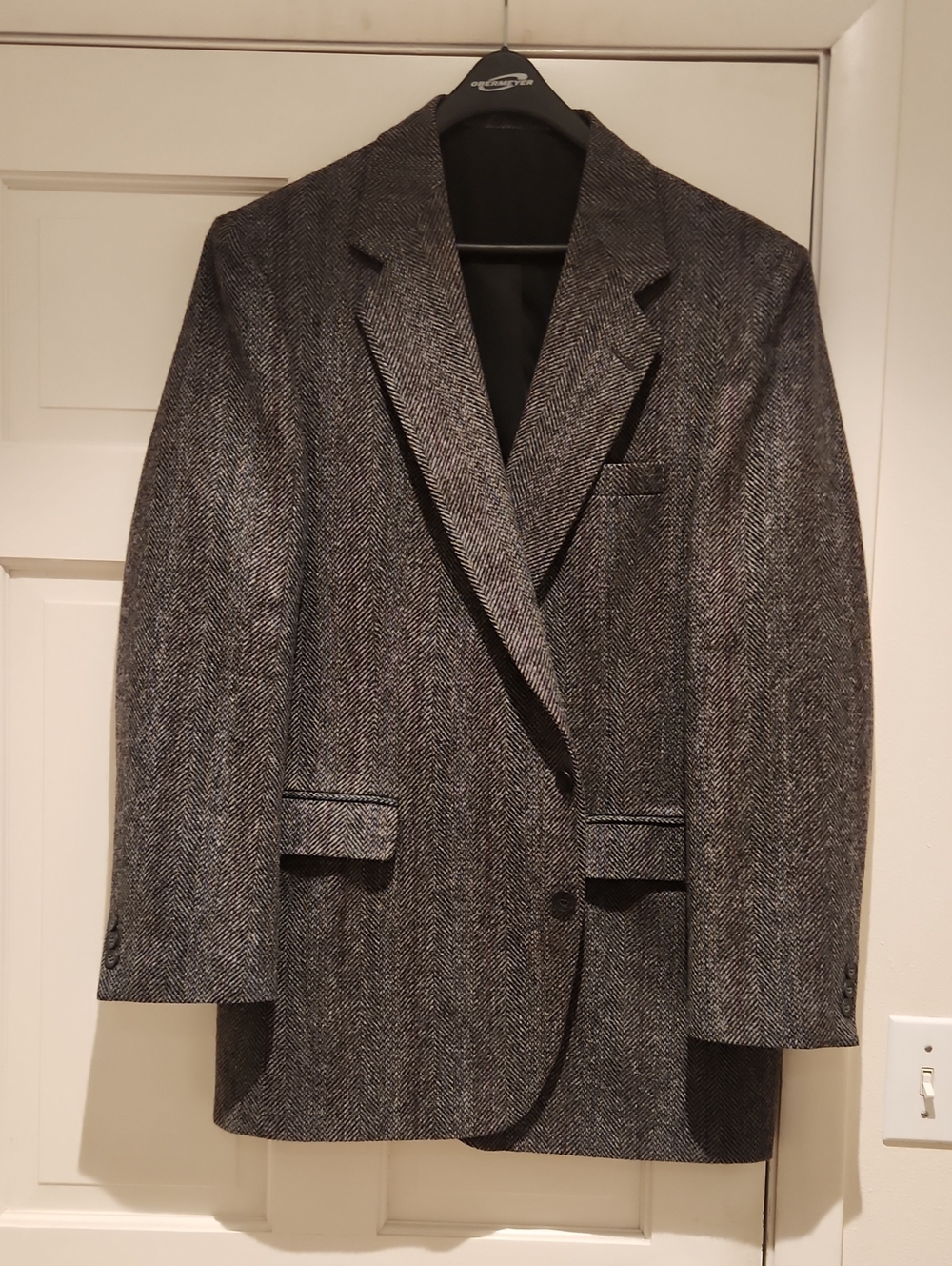 Imperial By Haggar Classic Men's Herringbone Blazer 100% Wool  - Gray Vintage